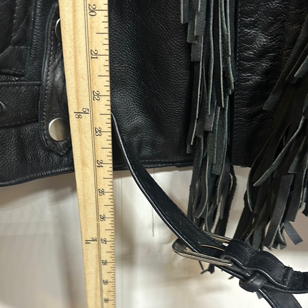 Vintage Wilson Black Leather Fringe Motorcycle Jacket - Picture 10 of 16